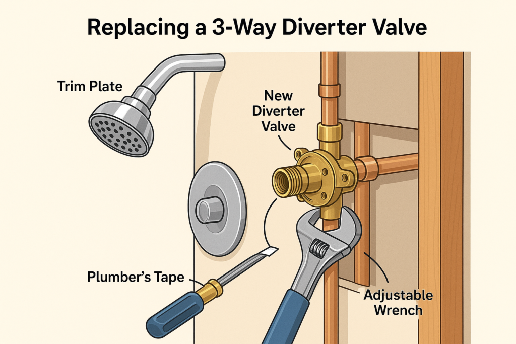 replacing 3 way diverter valve